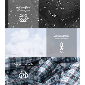 Weisshorn Sleeping Bag Double Pillow Thermal Camping Hiking Tent Grey - 10°C - SportZone.co.nz