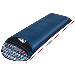 Weisshorn Sleeping Bag Single Thermal Camping Hiking Tent Blue 0°C - SportZone.co.nz