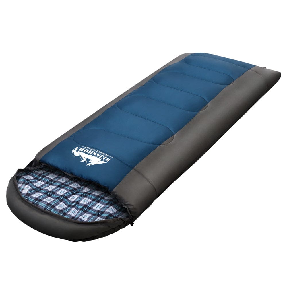 Weisshorn Sleeping Bag Single Thermal Camping Hiking Tent Blue - 20°C - SportZone.co.nz