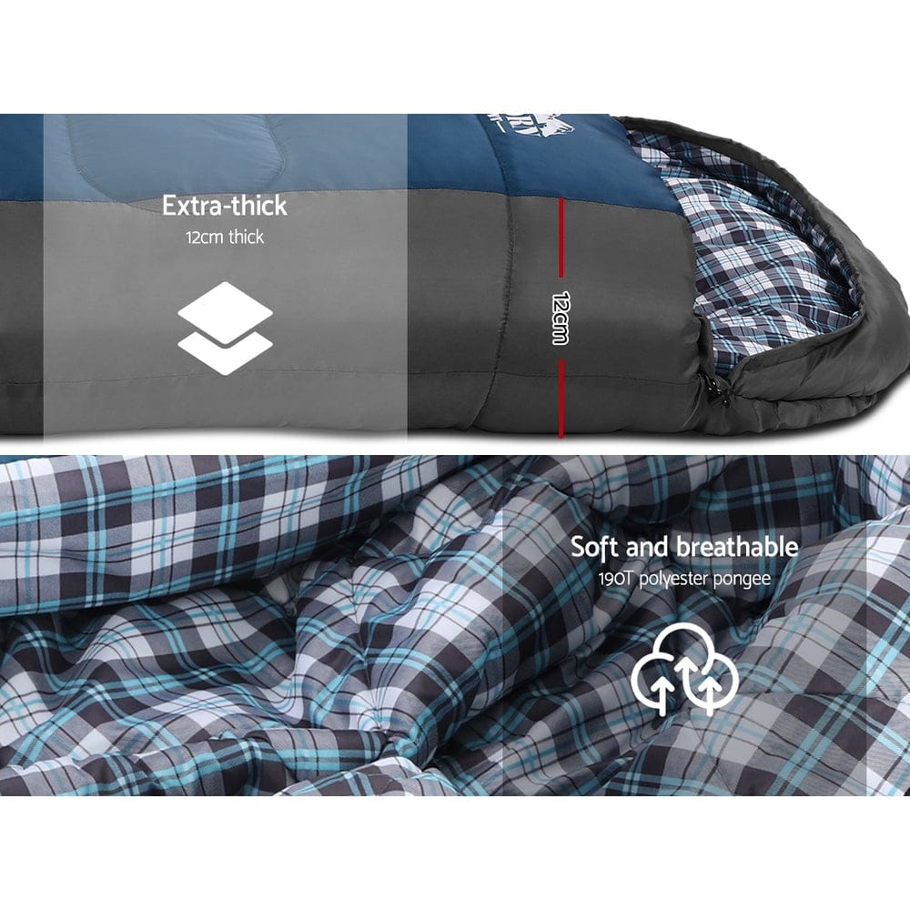 Weisshorn Sleeping Bag Single Thermal Camping Hiking Tent Blue - 20°C - SportZone.co.nz